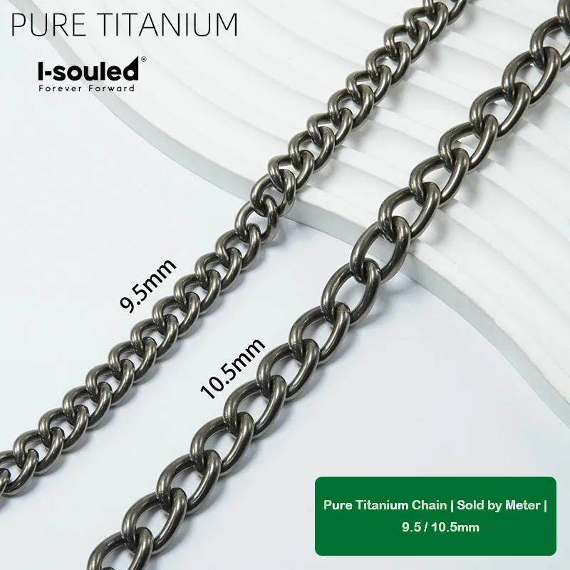 

Pure Titanium Chain by Meter, 9.5mm 10.5mm Hypoallergenic DIY Necklace Bag Strap