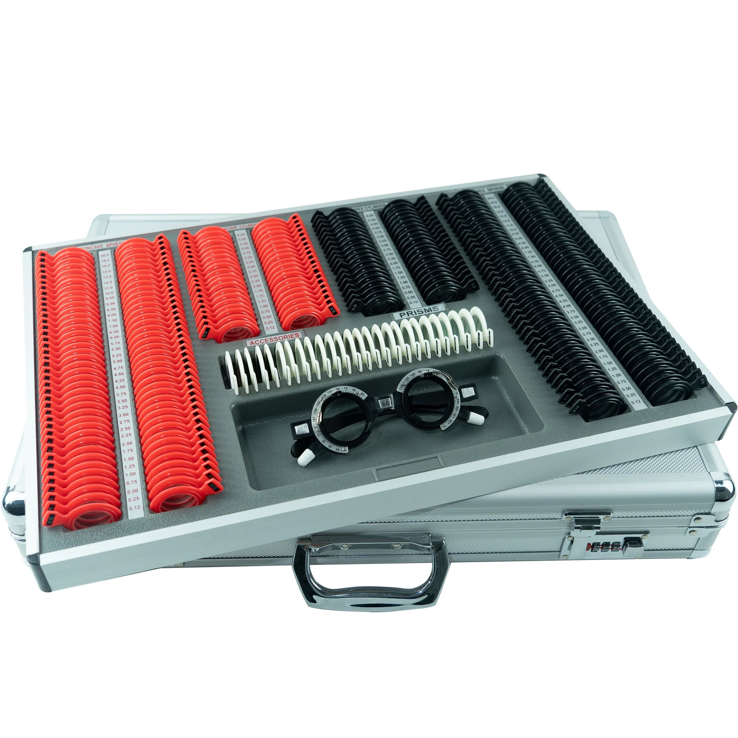 Optometry Box with Metal Ring Test Lenses Optical Testing Tools