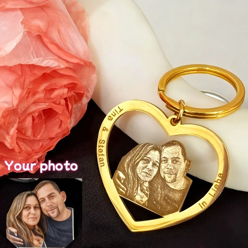 

Personalised Photo Keychain Custom Picture Keyring Family Portrait Key Chain Engraved Jewelry Gifts for Her Families Member Gift