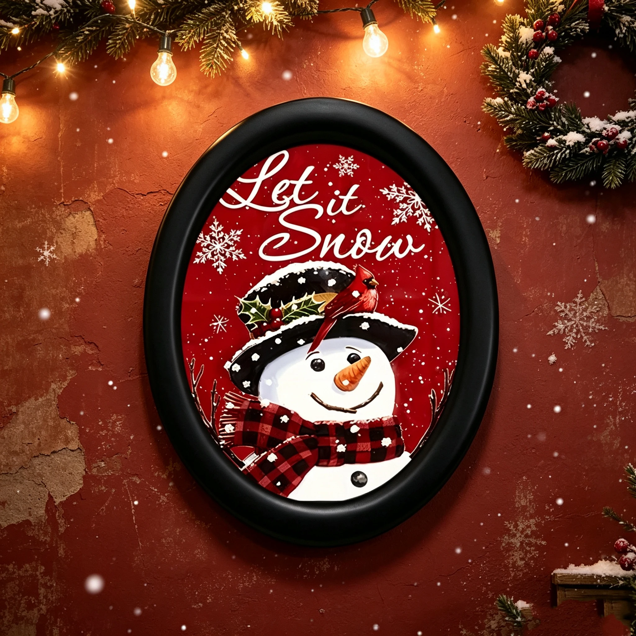 Christmas Decorations Stylish Wooden Elliptical Photo Frame, Perfect for Home & Holiday Decoration, Great Gift Choice