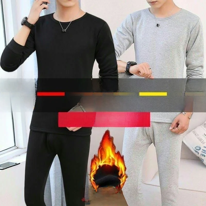 

Men's Thermal Fleece Lined Thickened Winter Underwear round Neck T-Shirt Warm Anti-Cold Base Layer Clothing Inner Wear