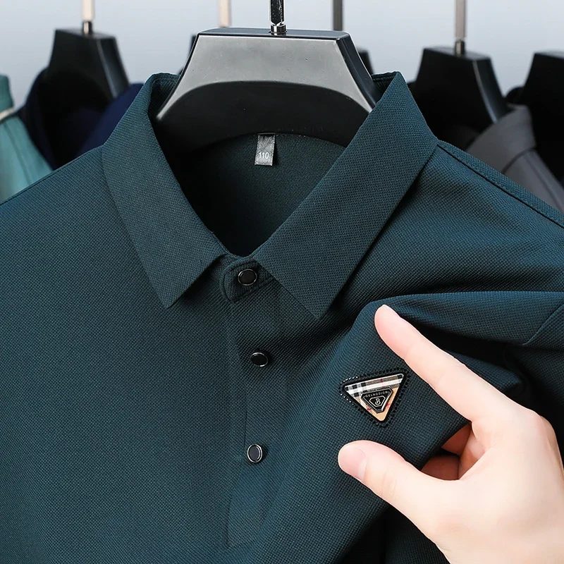 Luxury Brand Men's Polo Shirt Lapel B Letter Printing Long Sleeved Korean Fashion Casual 2024 Spring Men's Clothing