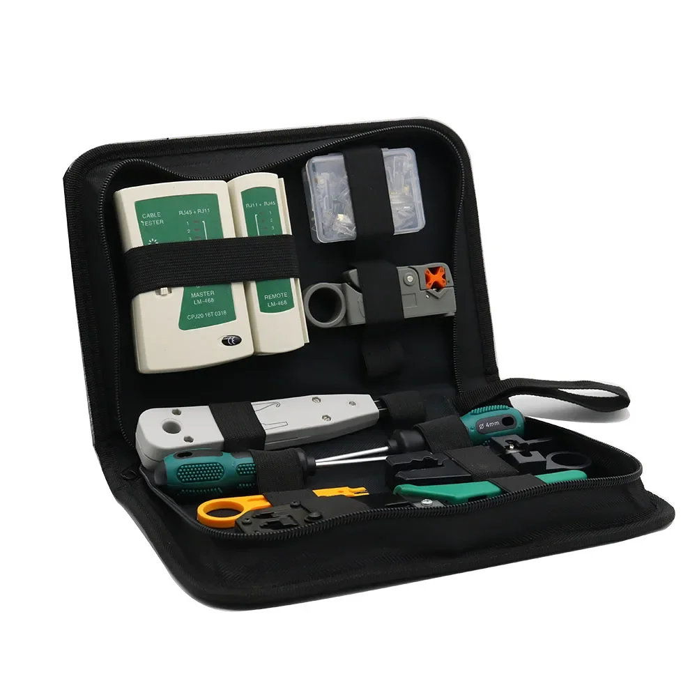 Network Tool Kits Professional- Net Computer Maintenance LAN Cable Tester 9 in 1 Repair Tools,8P8C RJ45 Connectors,Cable Tester