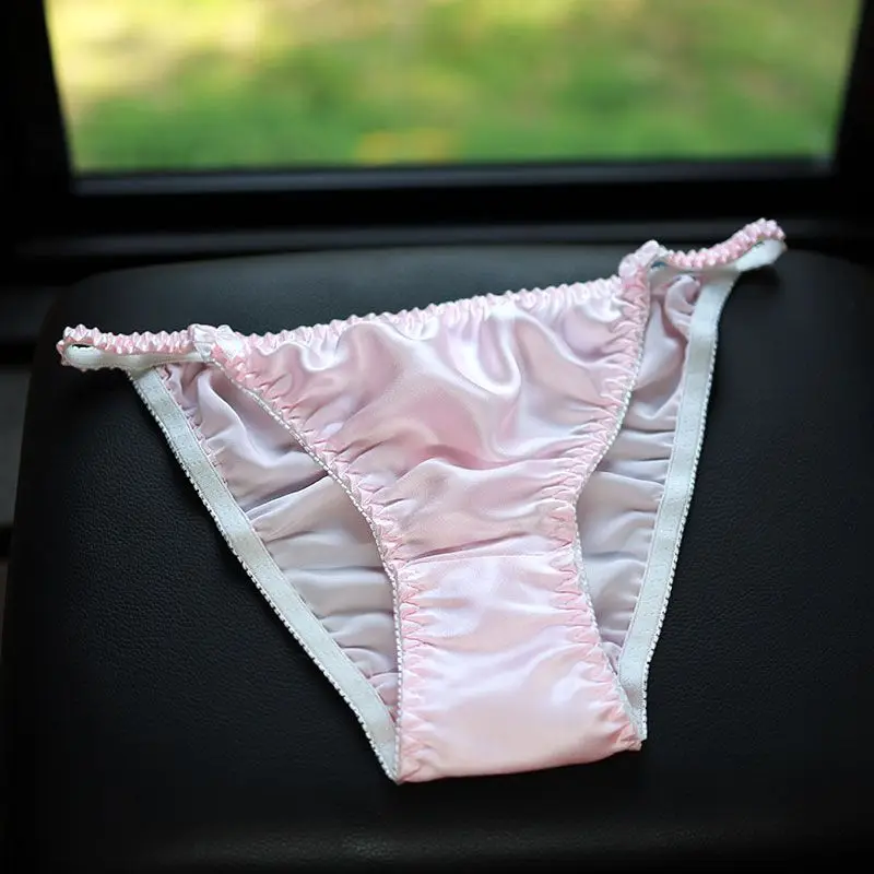 Pure Silk Low Waist Knot Women's Underwear Briefs Breathable Comfortable Antibacterial Daily Wear Short Pants