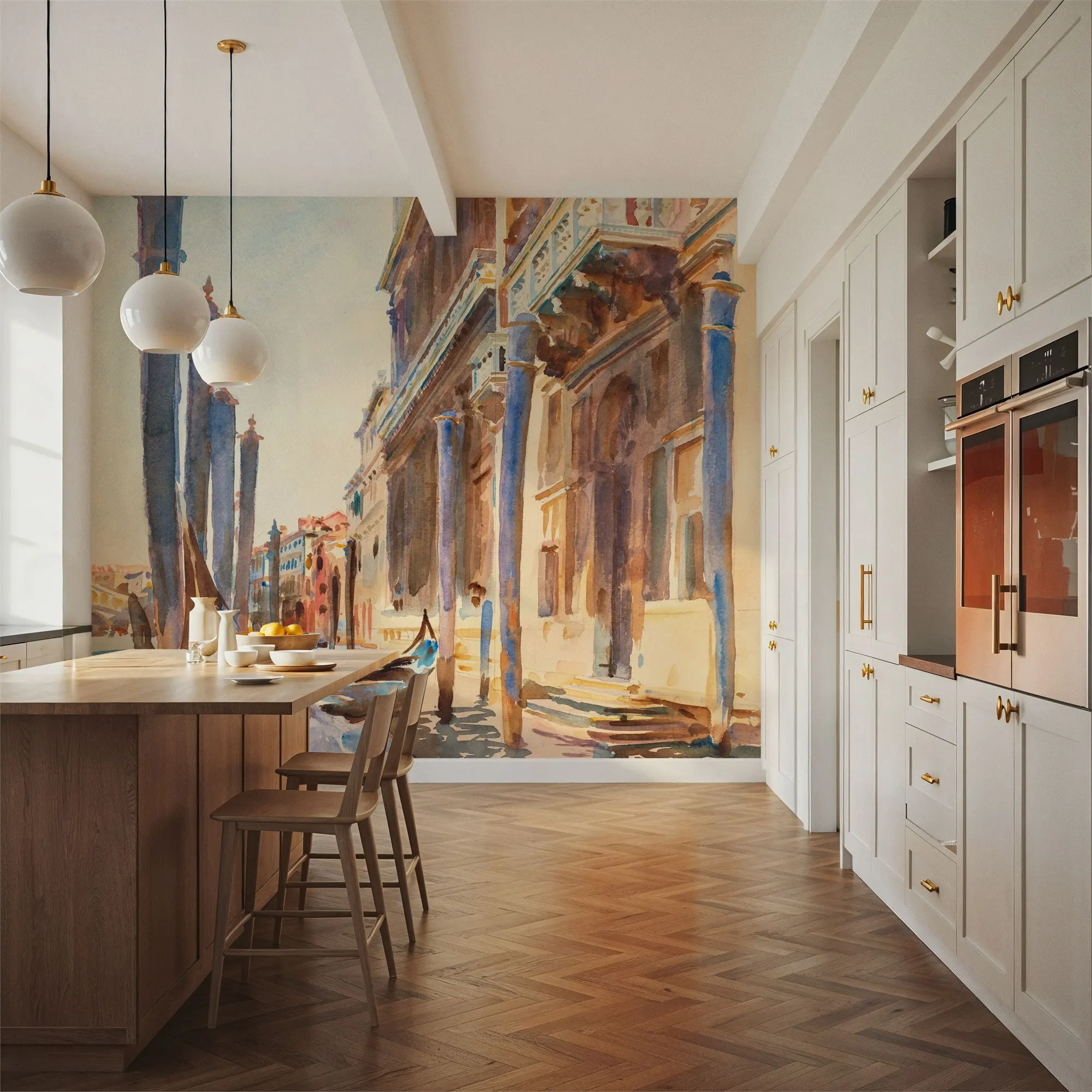Gondola Moorings on the Grand Canal Made to Measure Mural Wallpaper for Bedroom