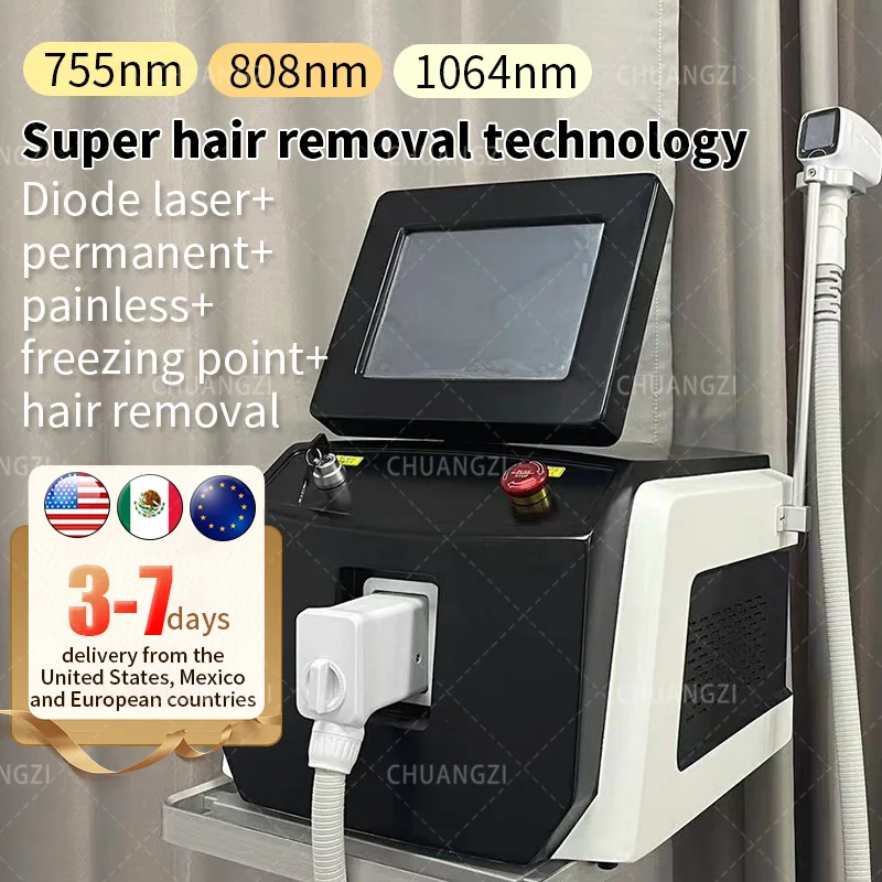 

Hairremoval Instrument with LCD Handle Adjustable 3-wavelength 2000W High-energy 808NM Diode Laser Beauty Machine