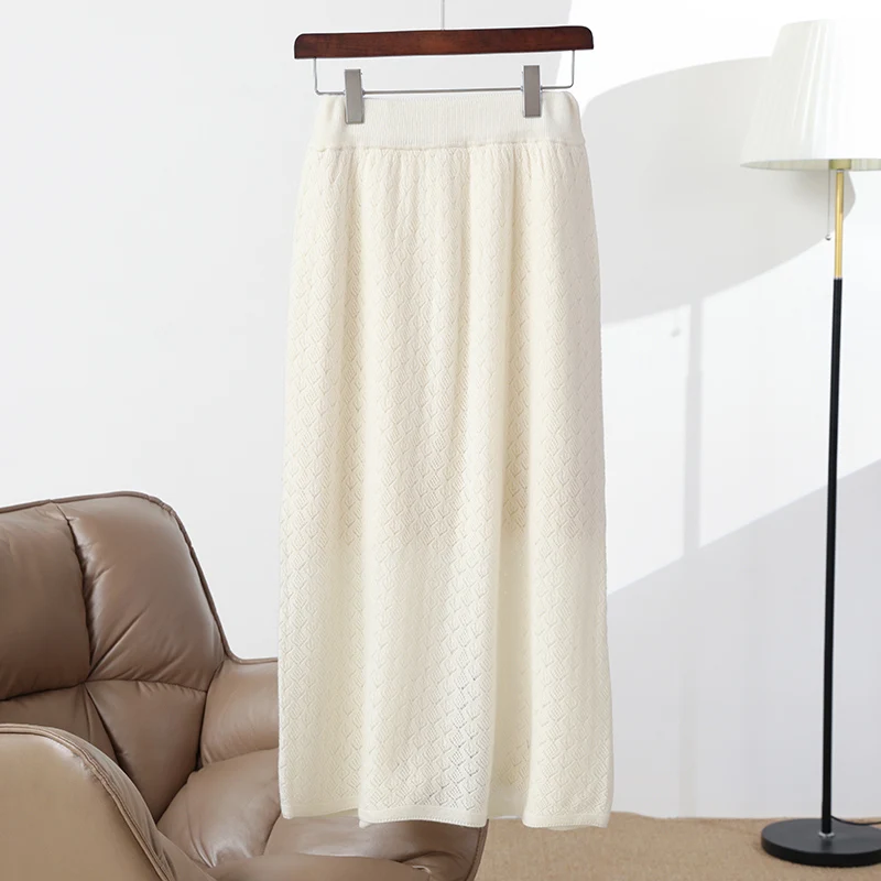 New Women Pickled Diamond Shaped Skirt Autumn Winter Grace Basic Cashmere Skirt 100% Merino Wool Knitwear Office Lady Dress