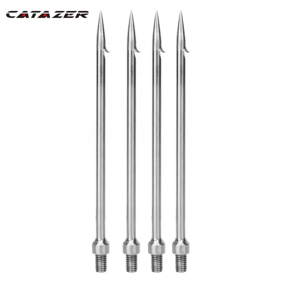 

4Pcs Single Prong Fishing Harpoon Stainless Steel Fishing Spear Diving Spear Head Sharp Barbed Hook Fish Fork Fishing Tackle