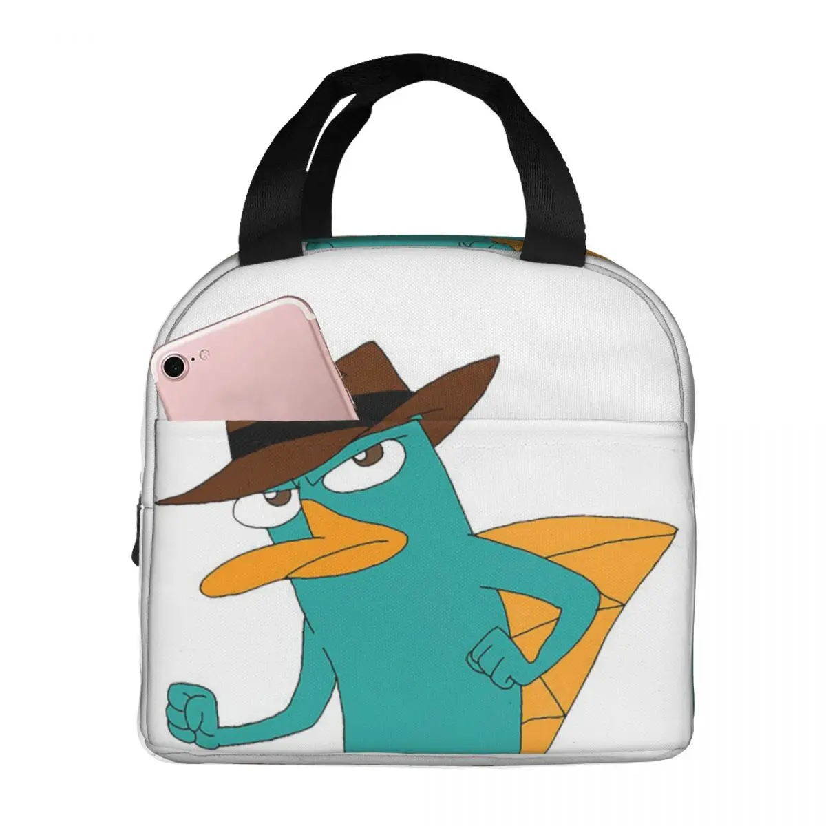 Perry The Platypus Lunch Bags Insulated Bento Box Waterproof Lunch Tote Resuable Picnic Bags for Woman Girl Work