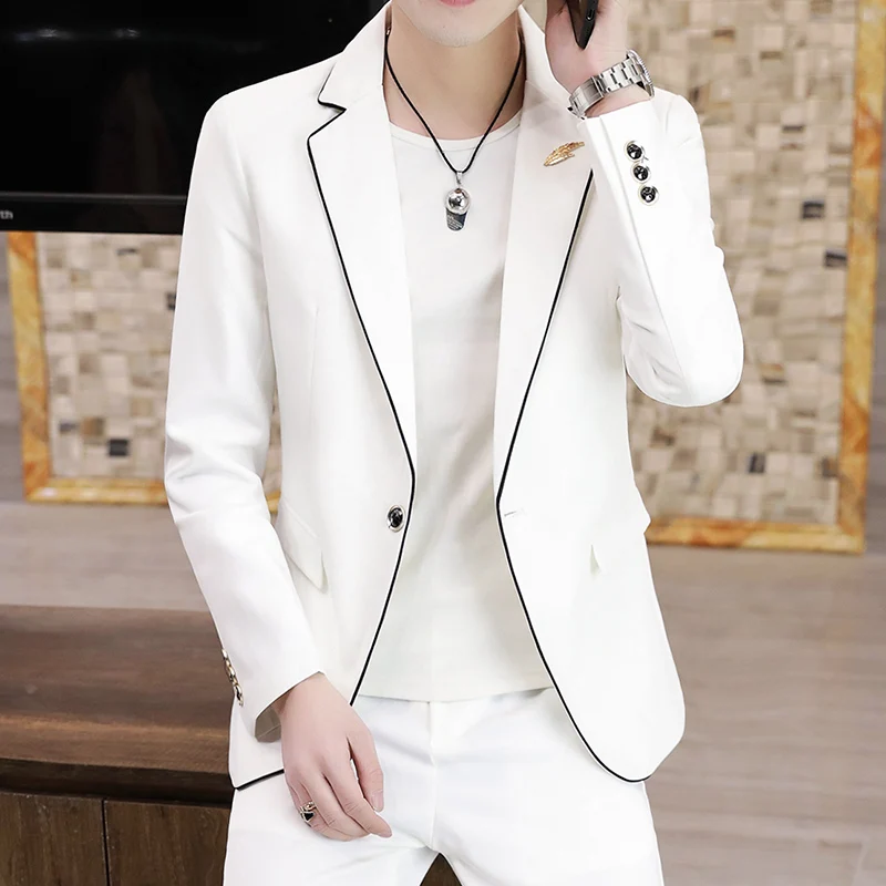 

2023New fashion autumn new men (suit + trousers) Korean version slim casual trend gentleman British dress two-piece set