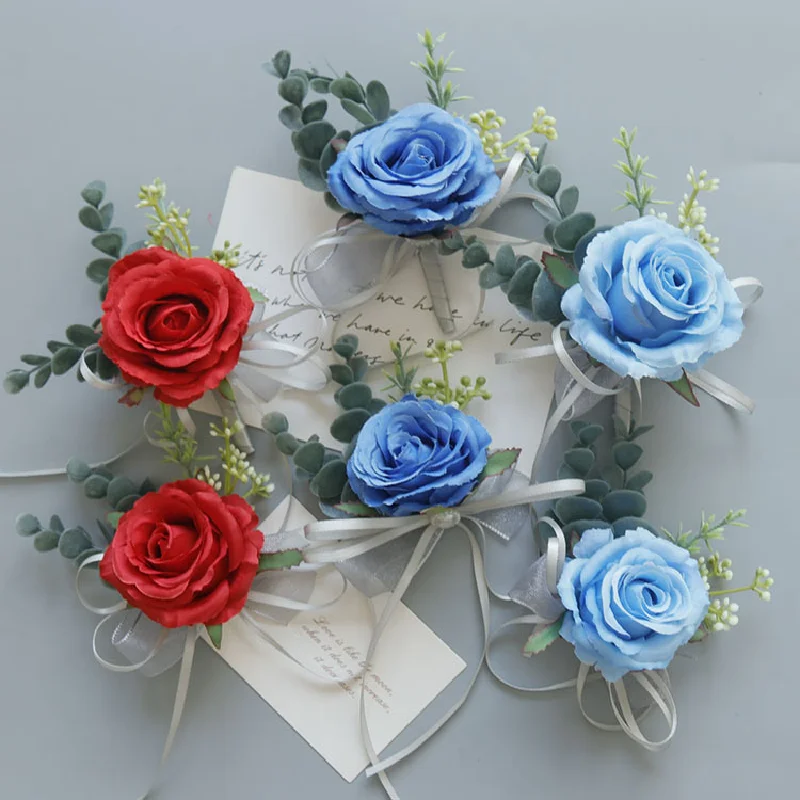 Corsage de Poignet de Mariage et Arrangement Boutonnière, Fournitures d'Invités Multicolores de Style Scandinave pour Célébration d'Affaires