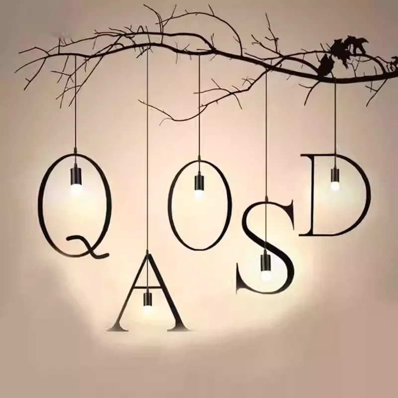Nordic Modern Minimalist Clothing Store Pendant Light Cabinet Bar Counter Personalized Art Letter Decoration Pendant Light