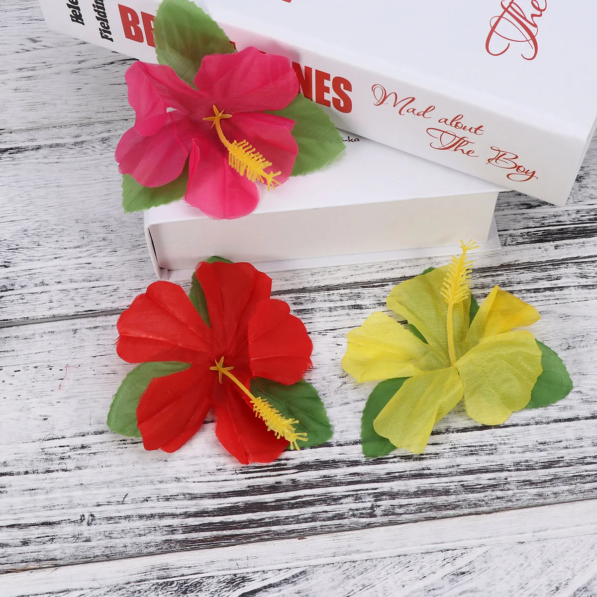 

24 Pcs Fake Flowers Artificial Hawaiian Hibiscus Desktop Decoration Bouquet Decorations for
