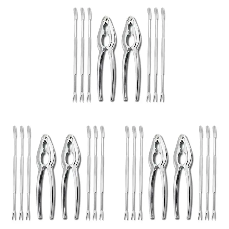 B62B-24 Piece Seafood Tool Kit, Stainless Steel Crab Leg Cracker And Forks Nut Cracker Set Shellfish Sheller