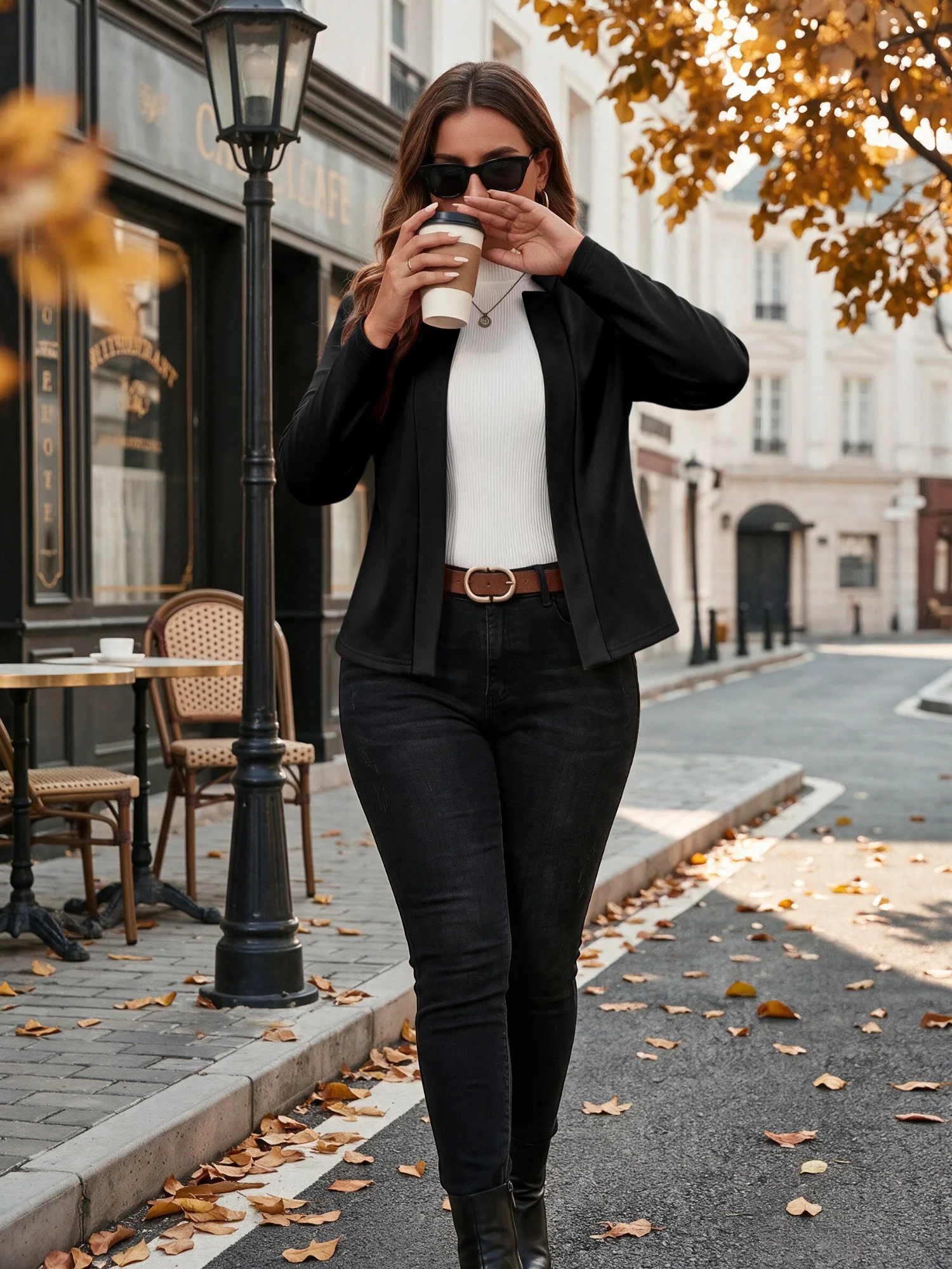 Women Slim Fit Stand Collar Open Jacket Long Sleeve Solid Basic Blazer for Office & Daily Casual Outfits