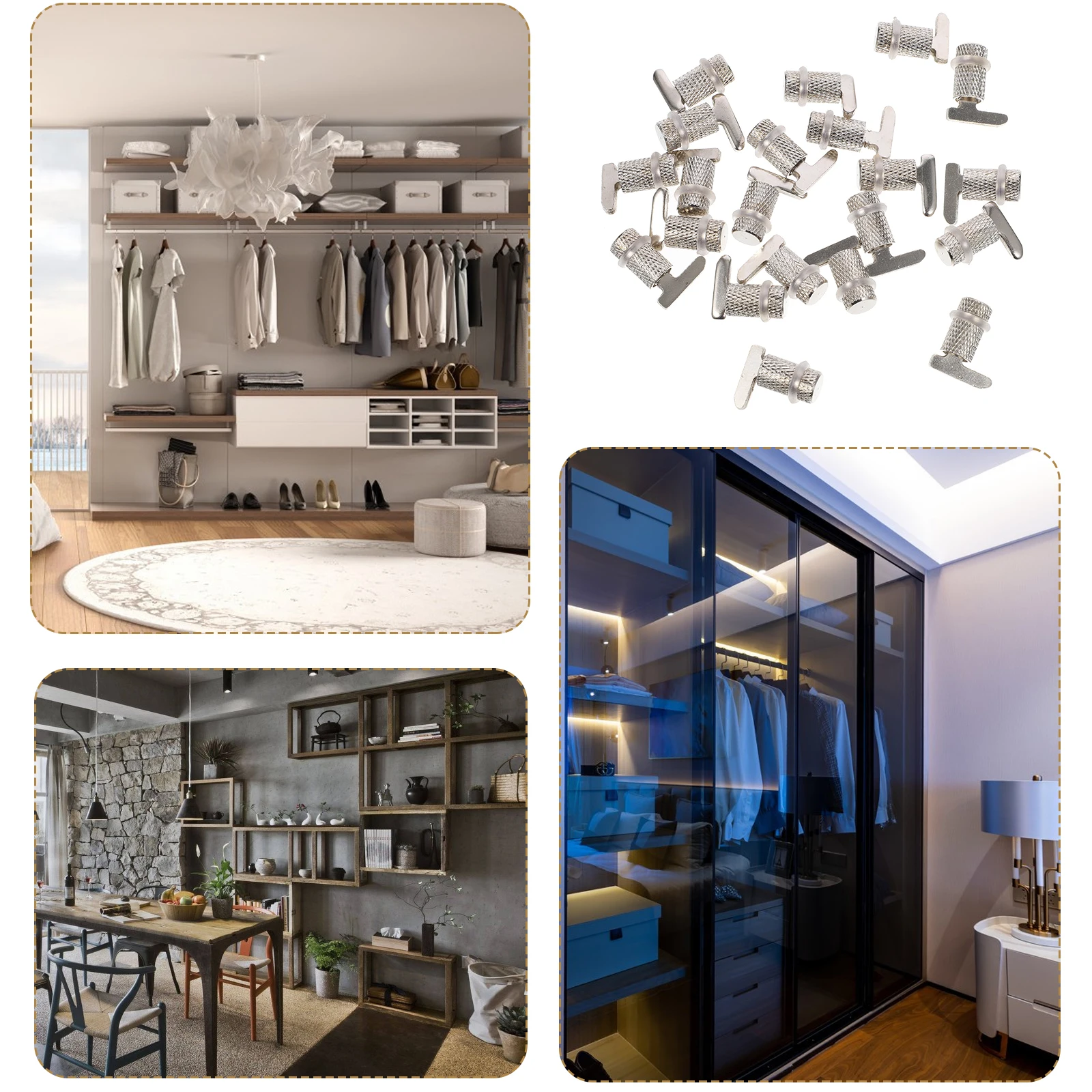 

20 Pcs Copper Shelf Support Pegs Strong Rust Resistance Easy Install DIY Shelving Storage Bookshelf Clips Bath Glass Bracket