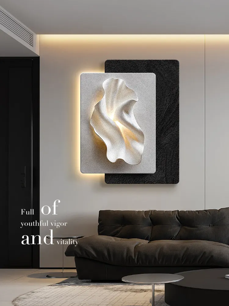 High Sense Living Room Decorative Painting Black And White Abstract Sofa Background Wall Hanging Painting Entrance Mural Light