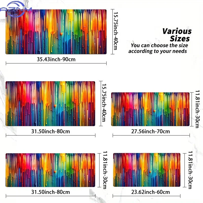 Colorful Paint Drip Mouse Pad, Rubber Material, Multiple Specifications Available, Dynamic Abstract Art Design, Ideal for Progra