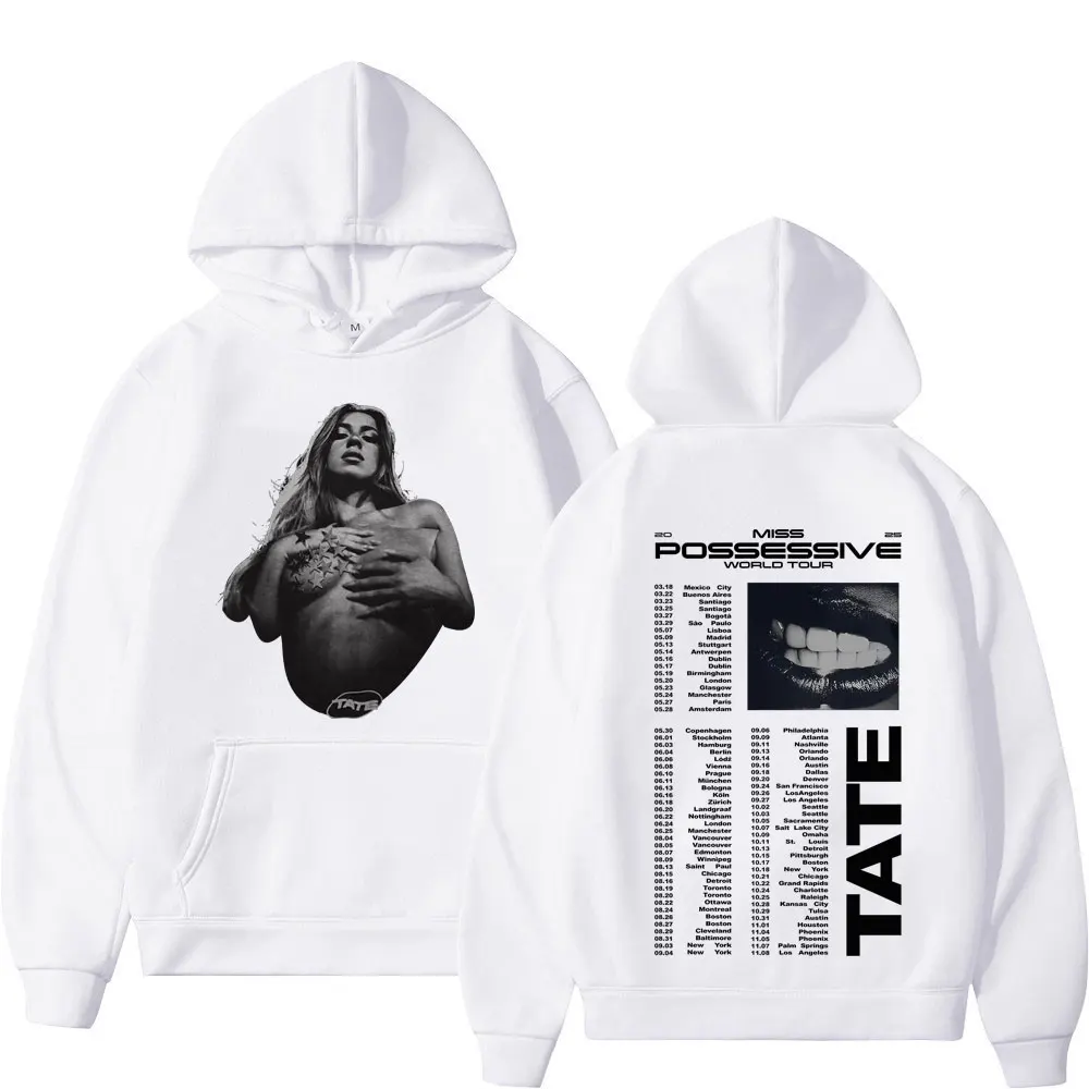 Tate McRae Miss Possessive Tour 2025 Sudadera con capucha vintage para hombre y mujer, jersey estético de manga larga, sudaderas holgadas e informales