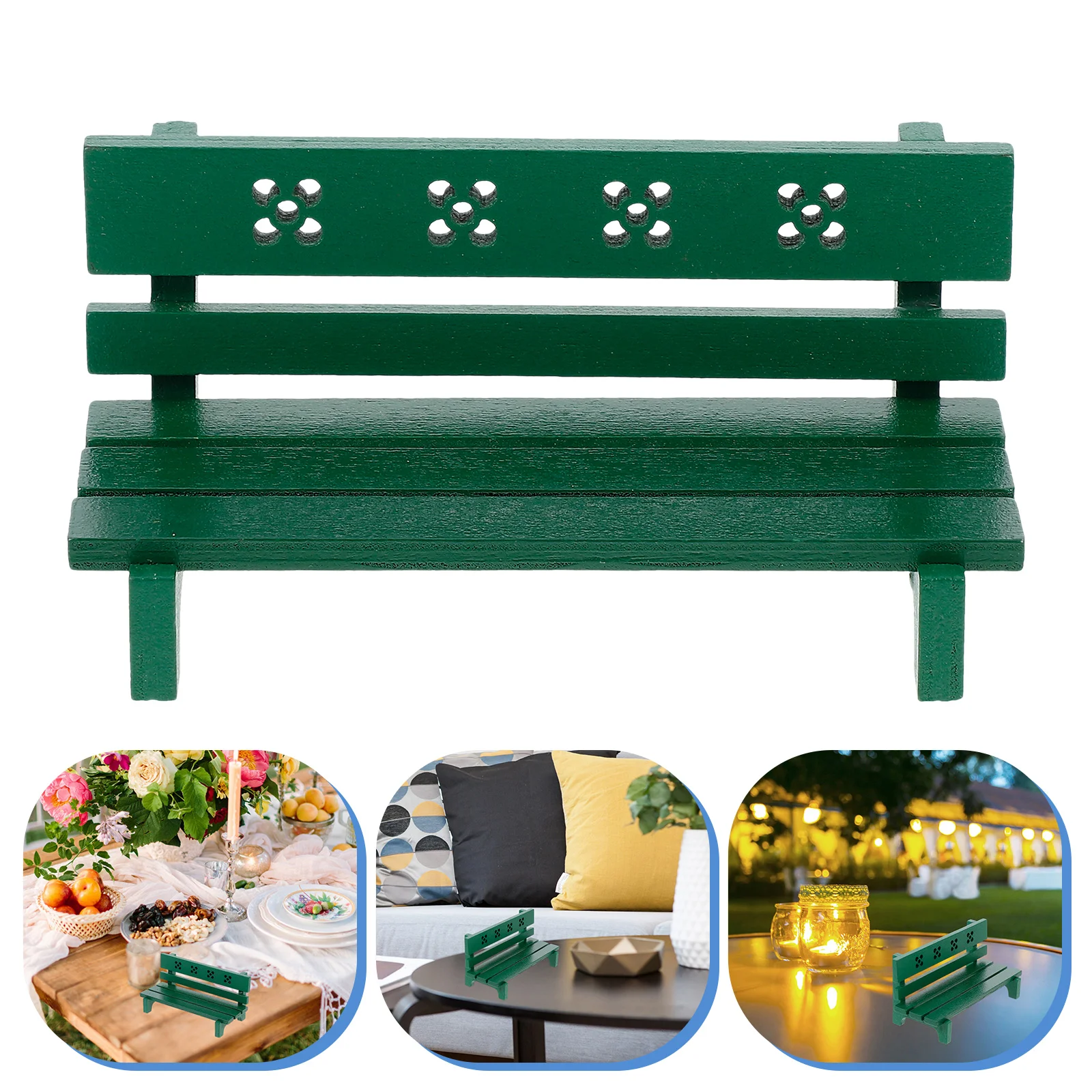 Miniature Bench Model Ornaments House Chair Adornment Vintage Furniture Dollhouse Patio