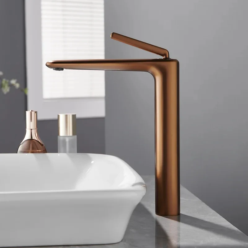 

Polished rose gold bathroom faucet、Polished gold basin hot and cold water sink brass washbasin swivel faucet
