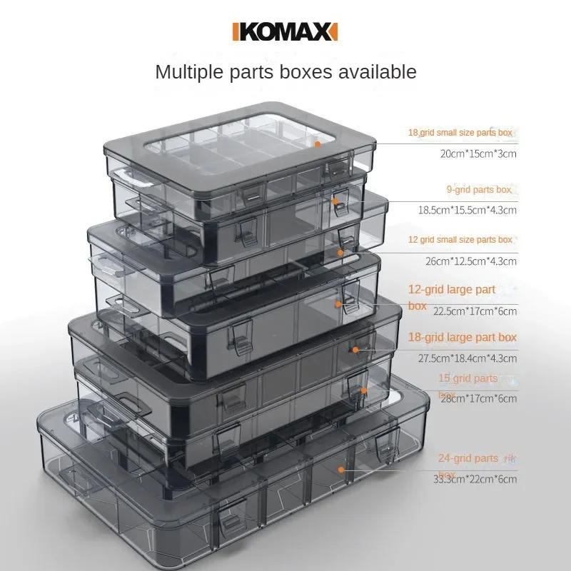 Multi Grid Parts Box Transparent Plastic Electronic Component Parts Classification Grid Toolbox Small Screw Box Storage Box