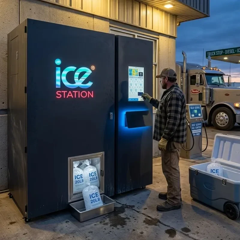 Commercial 450kg Automatic Ice Vending Machine 24/7 Self-Service Ice Cube Maker Vendor with Multiple Payment Systems