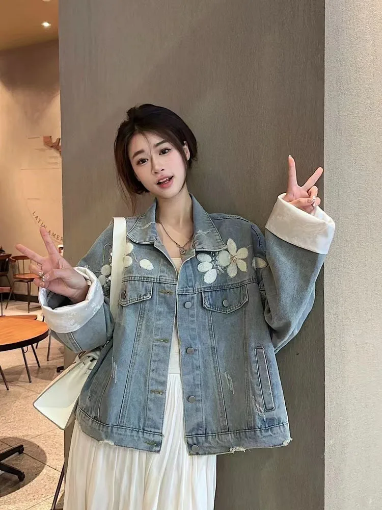 

Blue New Chinese Style Denim Jacket Autumn Women's Top, Trendy And Niche Women Jacket Outerwears Women's Coats Jeans Jacket