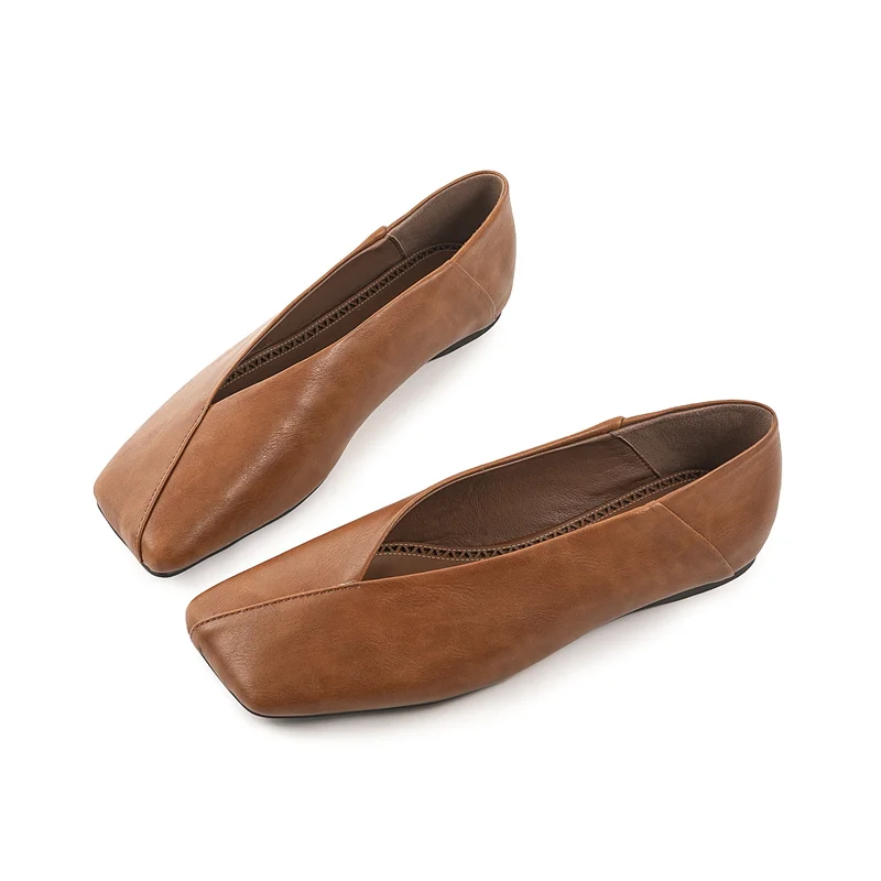 2024 Women\'s Retro Simple Flat Mary Jane Genuine Leather Single Shoes European and American Comfortable Two Wear Sandals