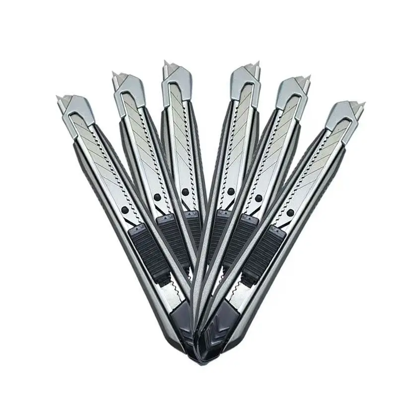 

Professional Aluminum Alloy Utility Knife Retractable 9MM Sharp Blades Cutting Paper Leather Craft Metal Knife Stationery