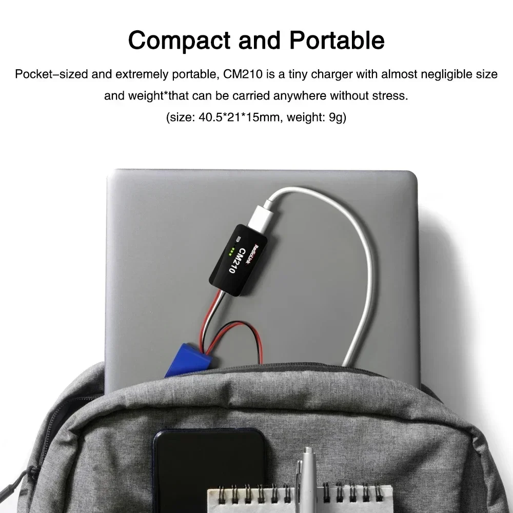 Radiolink CM210 Faster 2s LiPo-Akkuladegerät, Mini-USB-Typ-C-Anschluss, selbstanpassend für Stromversorgung