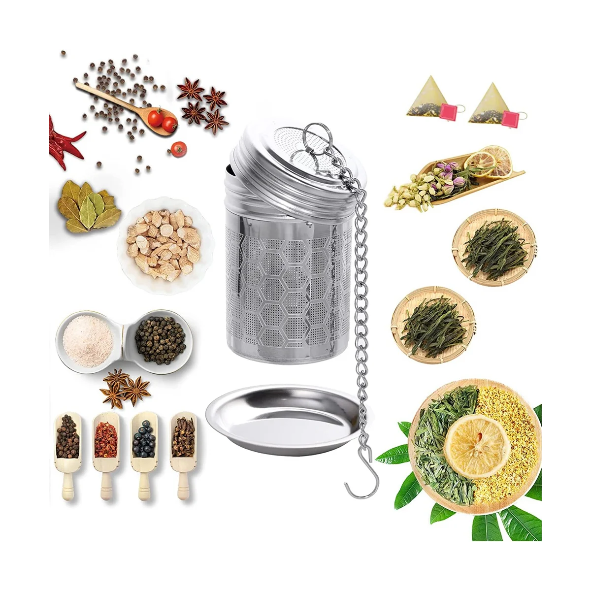 Tea Infusers for Loose Tea 2 Pack Stainless Steel Loose Leaf Tea Steeper Extra Fine Mesh Tea Balls with Drip Dray