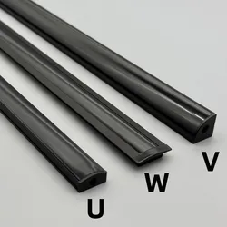 Black Cover 2-30 Pcs/Package LED Aluminum Profile 0.5m/Piece U/V/W Shape, Applicable to 5050 2835 3528 LED Strip Shell Channel