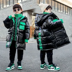 Kids Boys Jackets Winter Warm Coat Children Hooded Outerwear Teen Black Waterproof Clothes Students Thick Parkas 6 8 10 12 14 Y