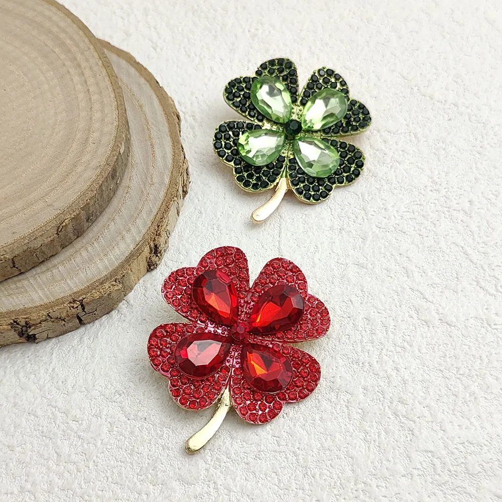 بروش أزياء البرسيم حجر الراين، شارة حقيبة ممتعة، دبوس طية صدر السترة للرجال والنساء معاطف وبدلات، هدية مثالية للأصدقاء #3