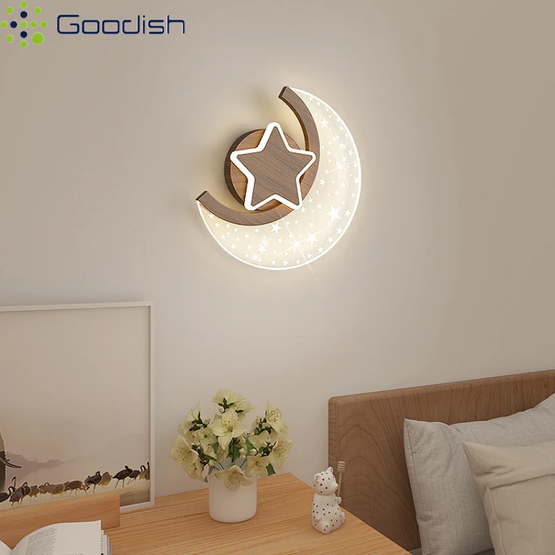 

Современная простота, милые мультяшные лунные звезды, светодиодные настенные светильники, художественные креативные светильники для детской спальни, украшения дома, люстры