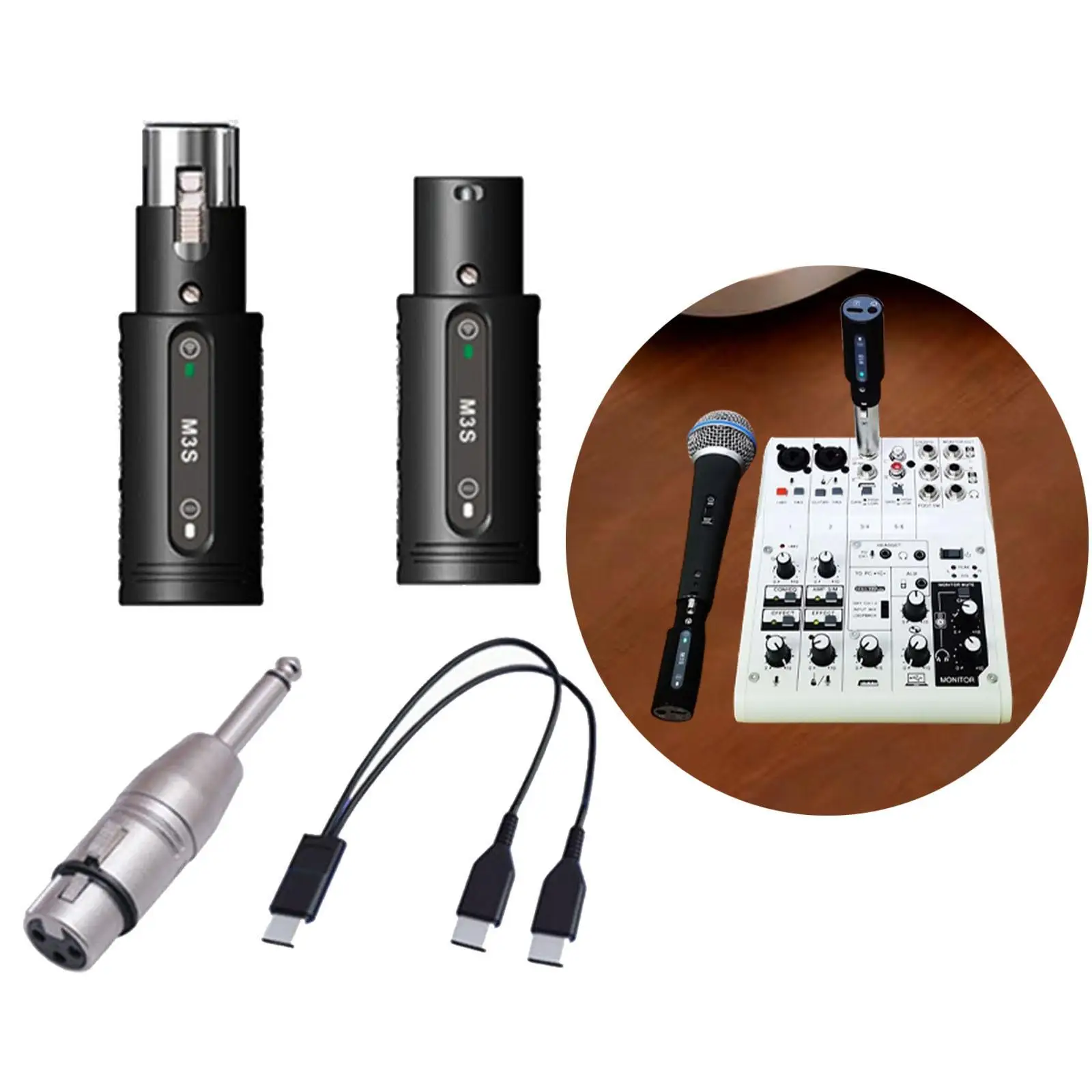 

Mic Transmitter Receiver Practical Mic Conversion Kit Adapter for Camera Audio Interface PA System Audio Mixer Recording Studio