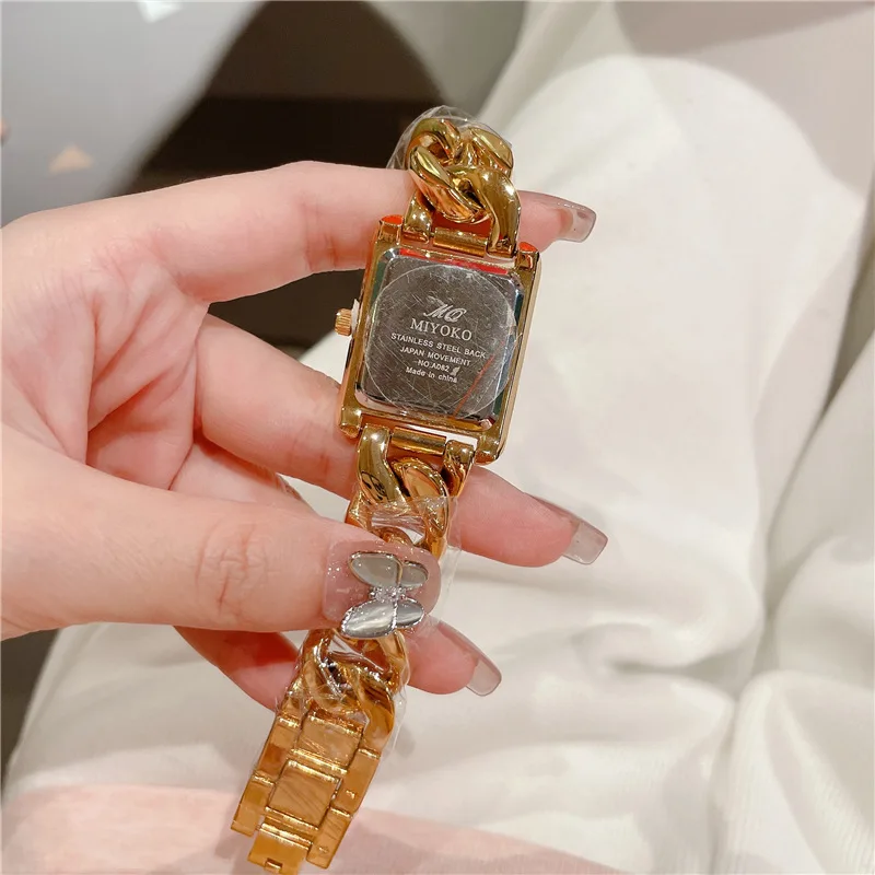Ladies' Gold Quartz Bracelet Watch with Rhinestones description 7