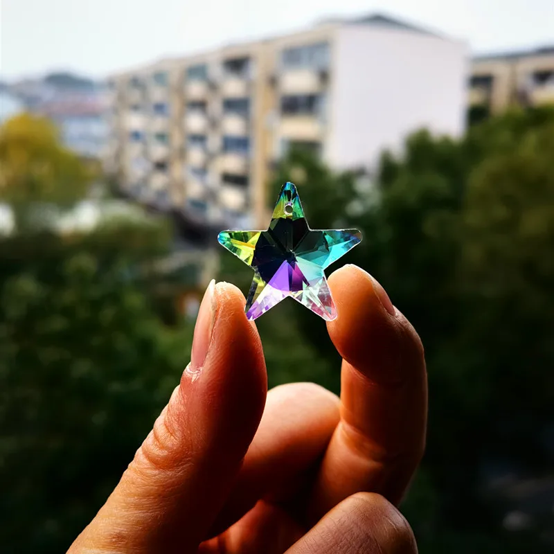 Hot Selling 50pcs Rainbow 26mm Crystal Shiny Star Sunshine Collection Crystal Suncatcher Ornaments Christmas Tree Diy Decoration