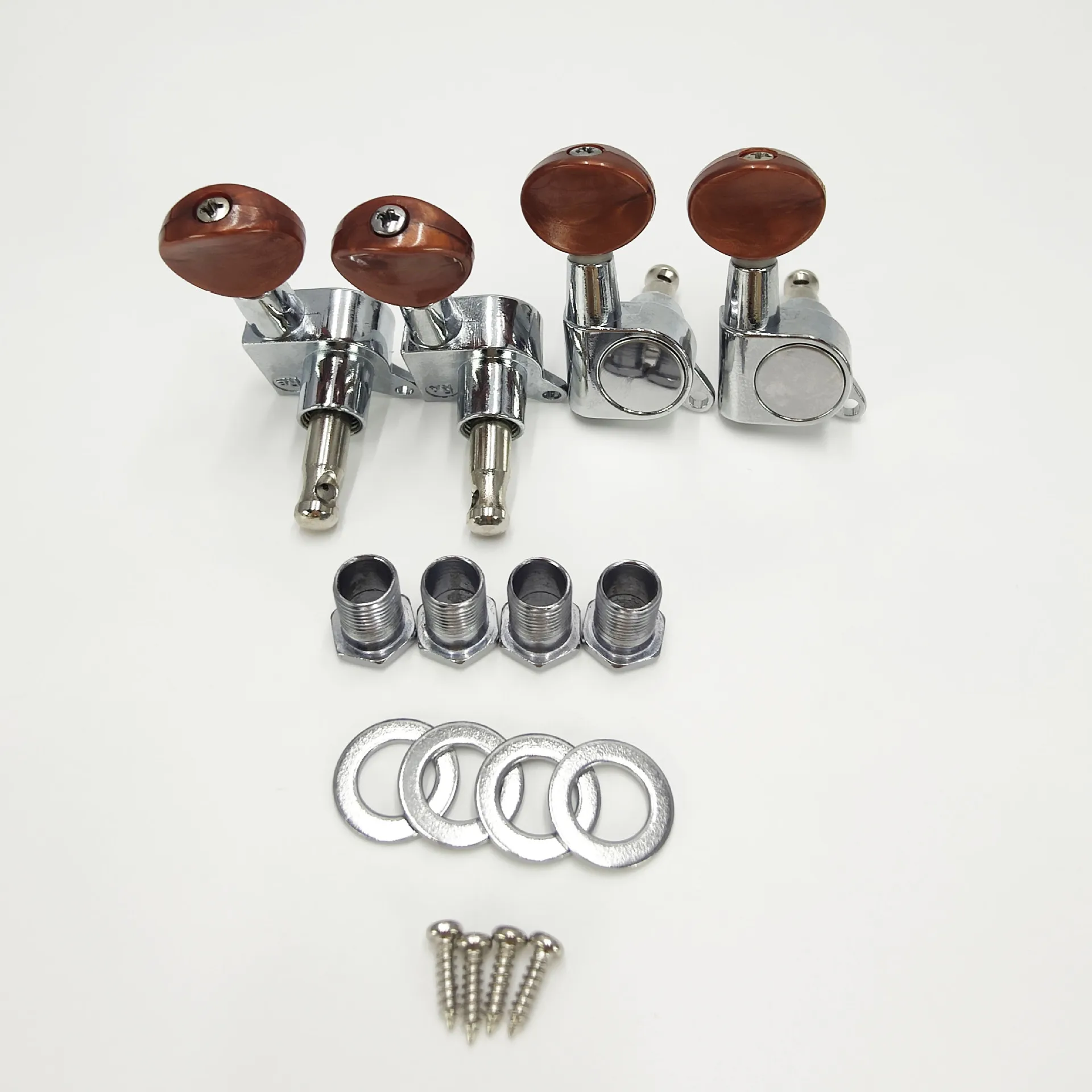 4Pcs Sealed Ukulele Tuning Pegs 2L+2R Small Round Button Machine Heads  Gear Ratio for 4-String Uke Parts
