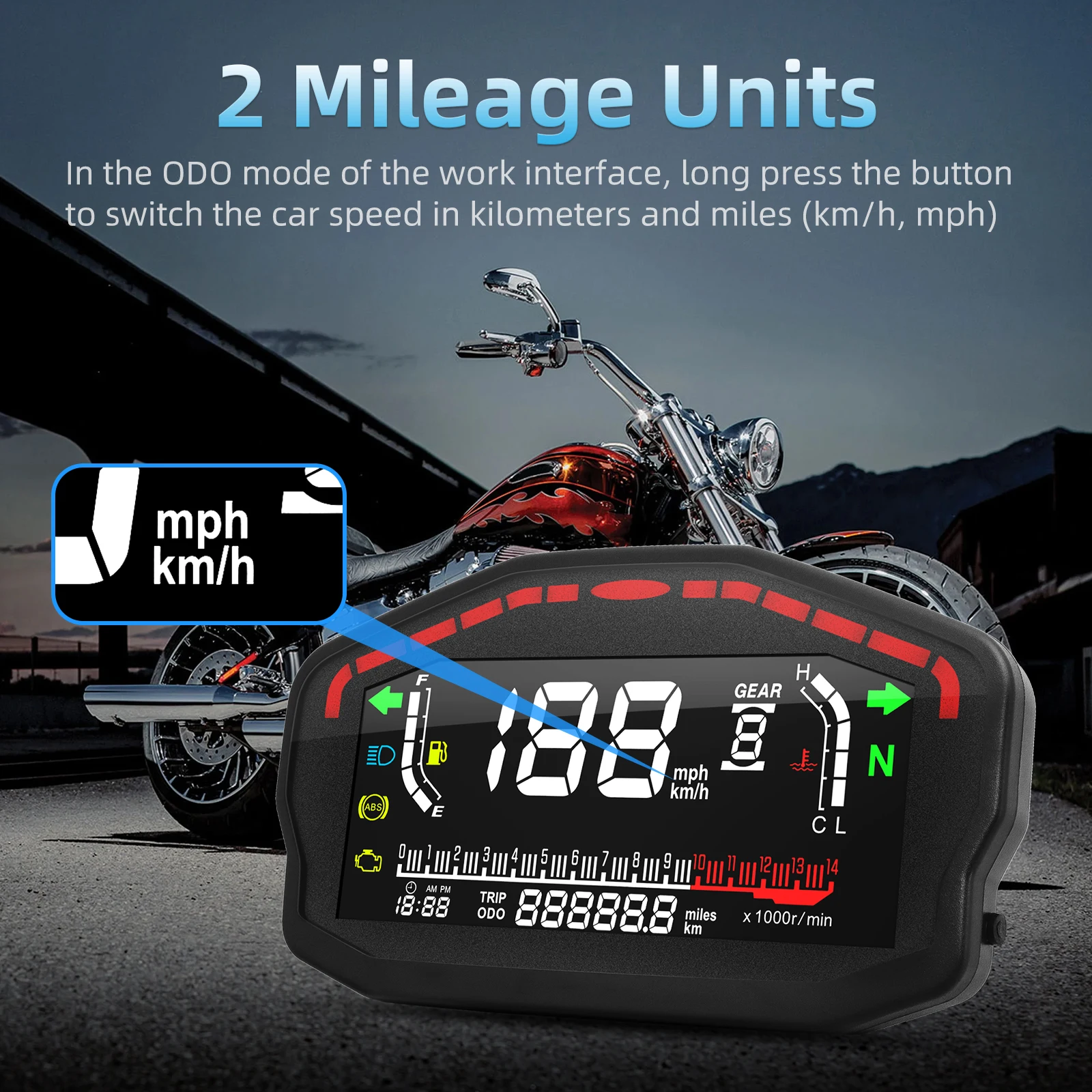 Motorcycle Thermometer Digital 12V Speed Meter Speedometer Universal Board Motorcycles Dashboard Adjust LCD Odometer for Yamaha