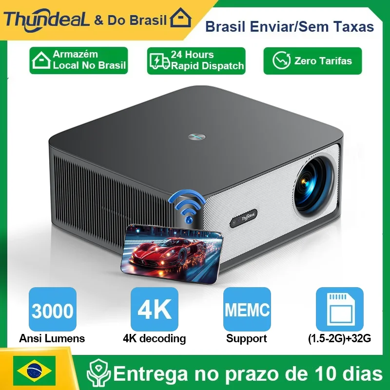 Projetores no brasil ThundeaL Projetor de imagem TD98Pro Full HD 1080p 4K Android WiFi Foco Automático Correção Keystone TD98 Pro 3D game Sistema de Cinema em Casa Inteligente Vídeo Projetor para Exterior Para notebook