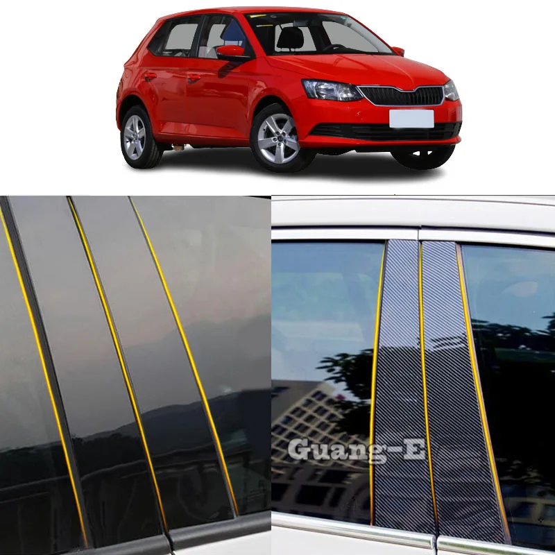 

Car PC Material Pillar Post Cover Door Trim Window Molding Stickers Plate Accessories Decoration For Skoda Fabia 2015 2016-2018