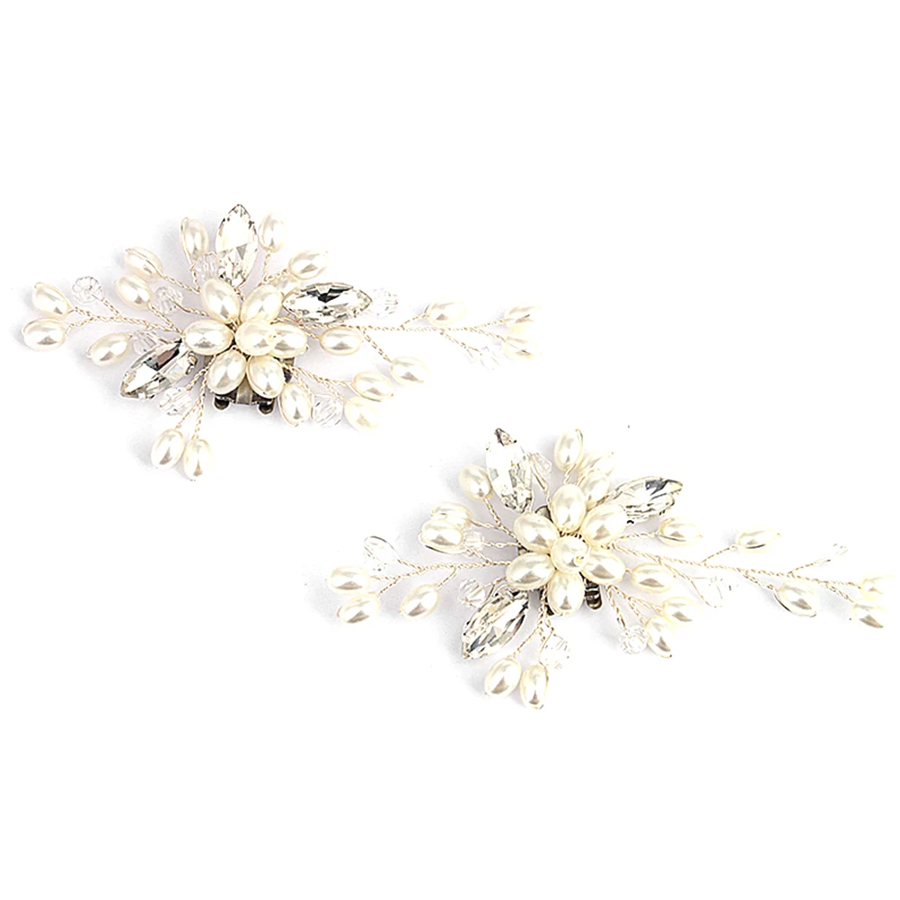 

Pearl Rhinestone Shoe Buckle Durable Crystal Decorative Clip for Women Wedding Banquet Flat Boot Sandal Decoration