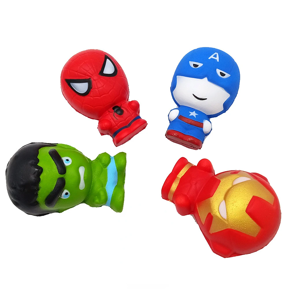 Disney Marvel Anime Dolls Spider-Man Hulk Iron Man Kawaii PU Stress Relief Squishy Toys Children Birthday Gifts