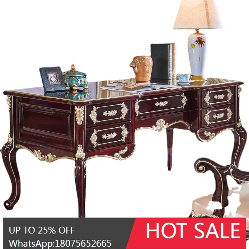 

HLZ European Style Desk Chair Writing Desk Set Combination American Style Solid Wood Office Desk