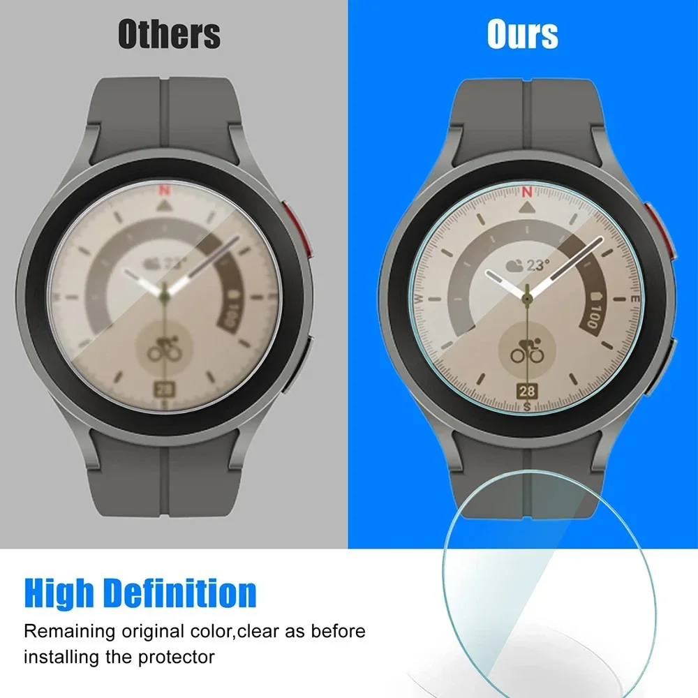 1-5PCS Tempered Glass for Samsung Galaxy Watch 5 Pro 45mm Waterproof Tempered Screen Protector Film for Watch 4/5 40mm/44mm