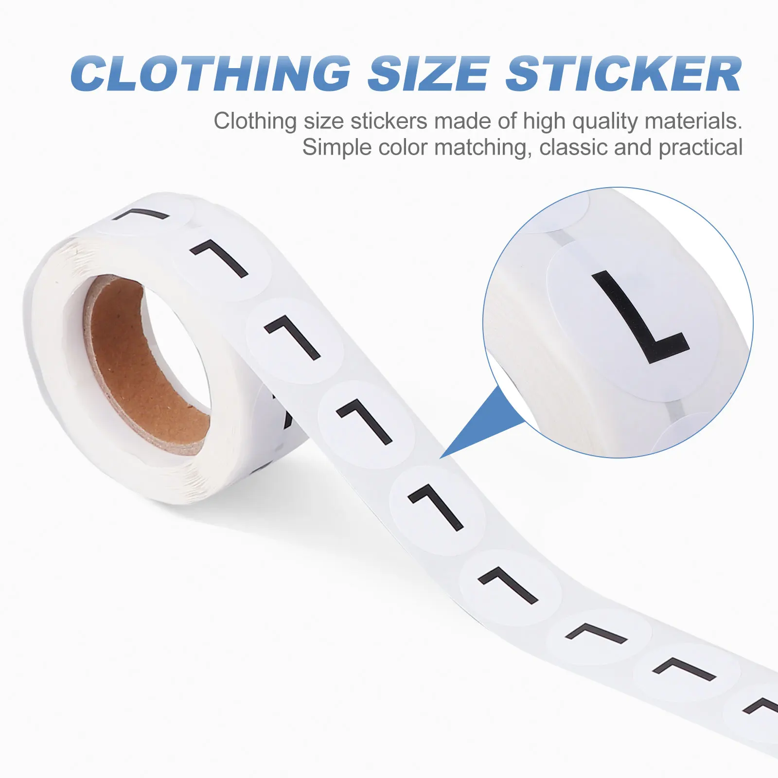 

2 Rolls Round Clothing Size Stickers Self-Adhesive Multi-Functional Labels for T-Shirts Hats Sweaters Coats Trousers for Size