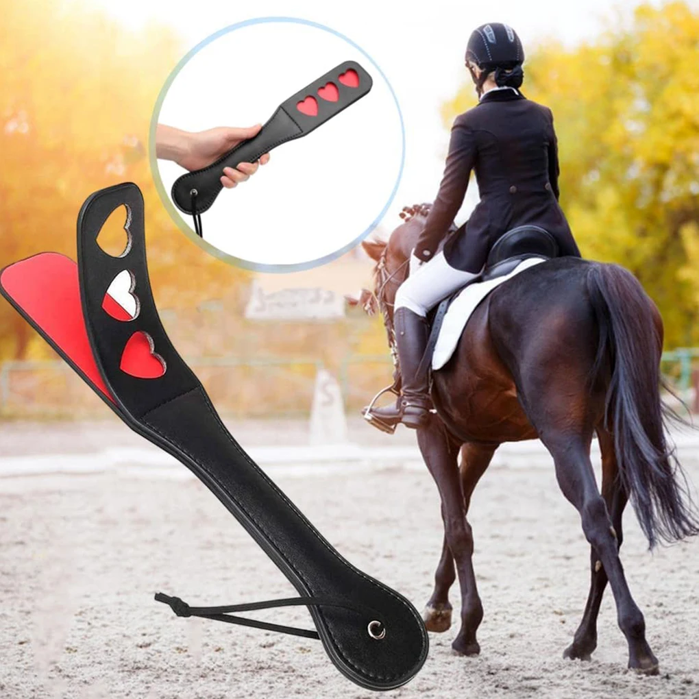 Horse Crop PU Leather Soft Anti-slip Handle Riding Paddle Sports Game Play Whip Reusable Racing Horses Training