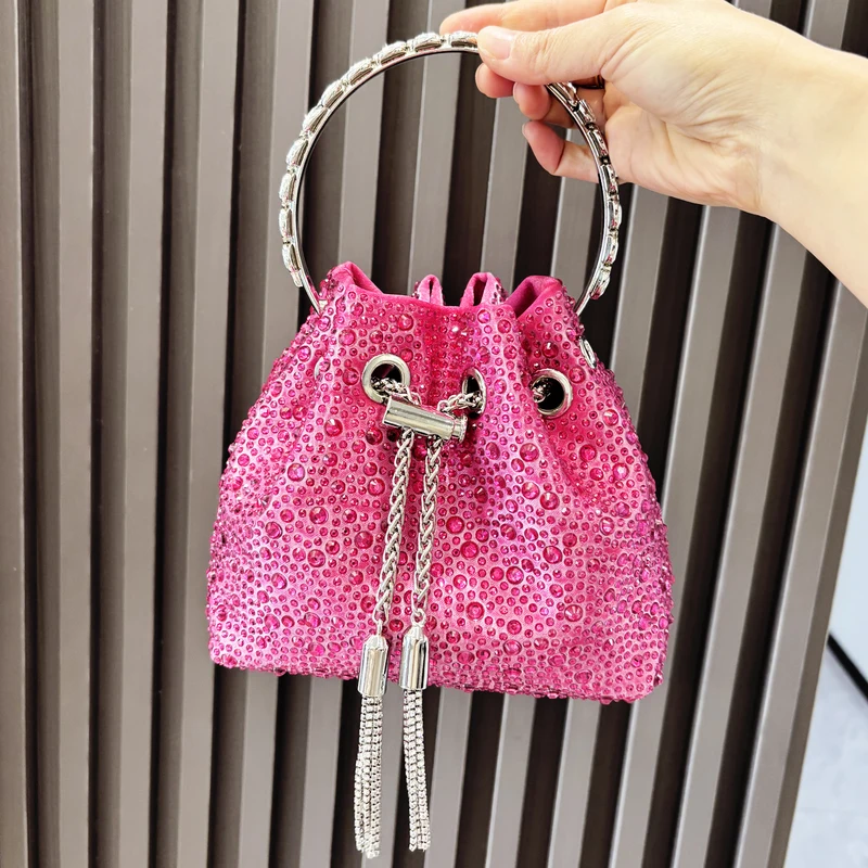 Bolsa de embreagem balde com strass cristal brilhante para noite — foto 6